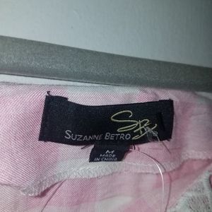 Pink/white lace trim tunic